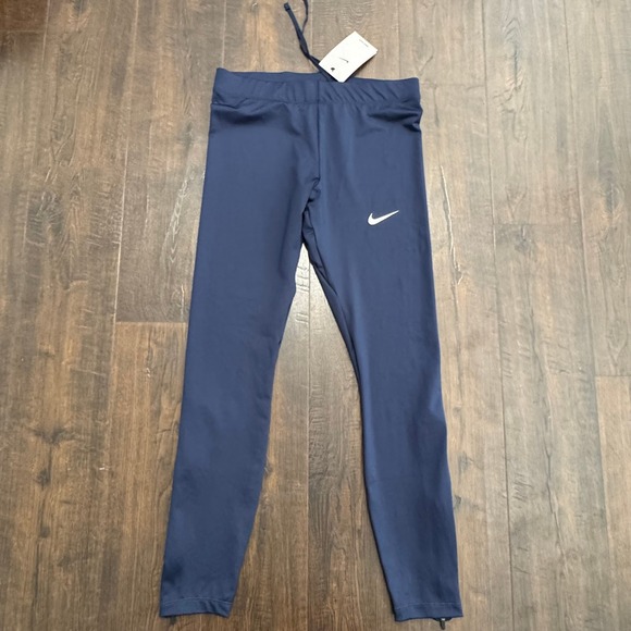 Nike Running Tights Dri-FIT Ankle Zip Fitness Gym Athletic Leggings Blue Size M - Picture 1 of 13